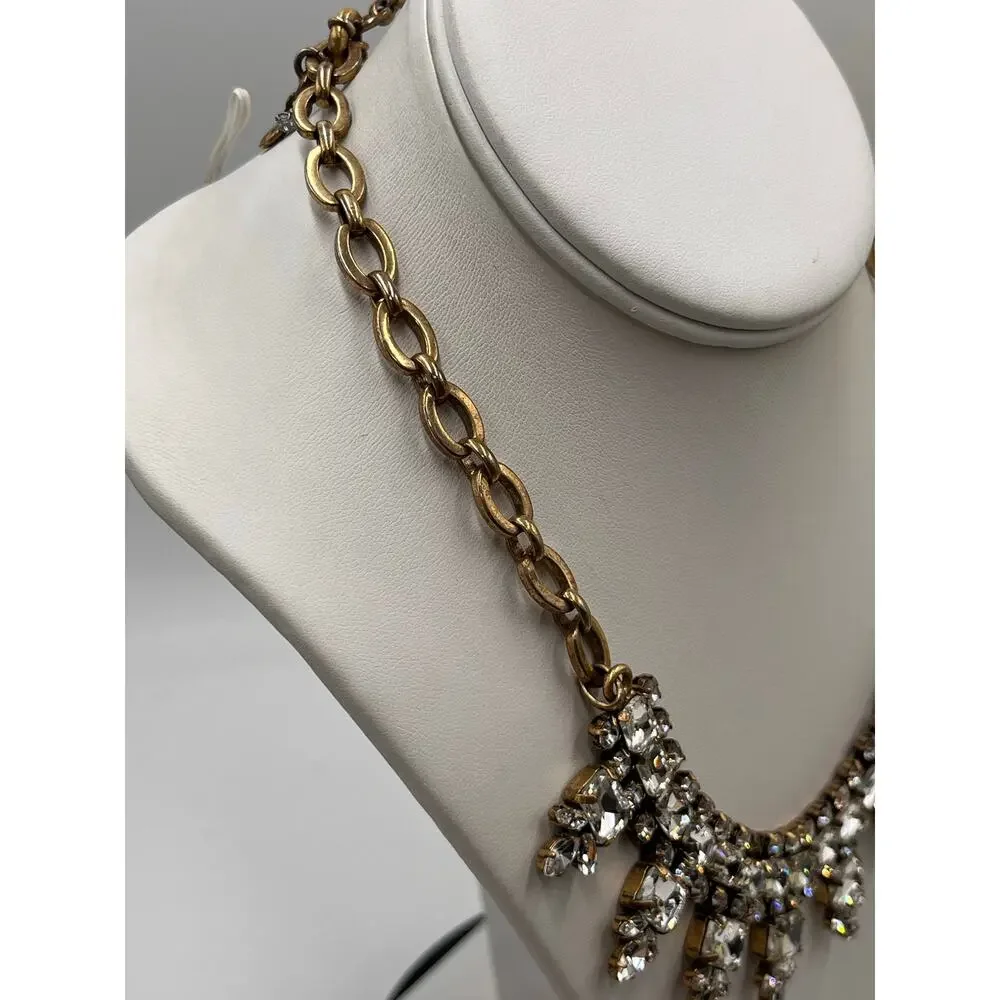 J. crew Sparkling‎ Rhinestone Fancy Bling Statement Gold Ox Necklace